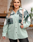 Plus Size Plaid Snap Down Jacket with Pockets - Little Miss Vanilla