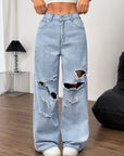 Distressed Wide Leg Jeans with Pockets - Little Miss Vanilla