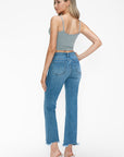 bytos Raw Hem Distressed Mid Rise Crop Jeans - Little Miss Vanilla