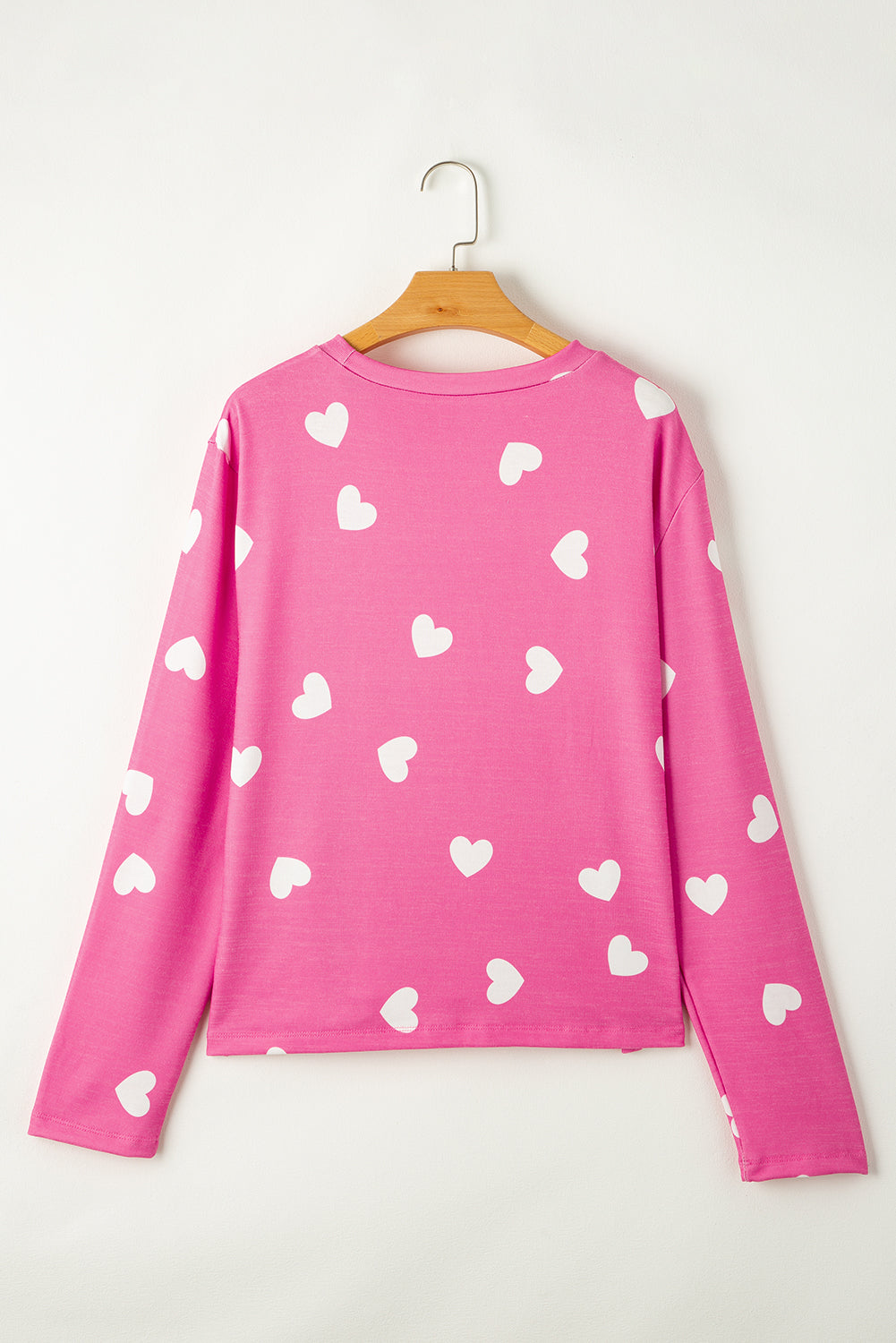 Pink Valentine Heart Print Long Sleeve Tee and Shorts Lounge Set - Little Miss Vanilla