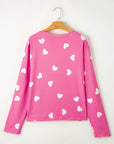 Pink Valentine Heart Print Long Sleeve Tee and Shorts Lounge Set - Little Miss Vanilla