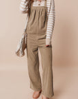 Gray Morn Solid Pocketed Loose Fit Corduroy Overall