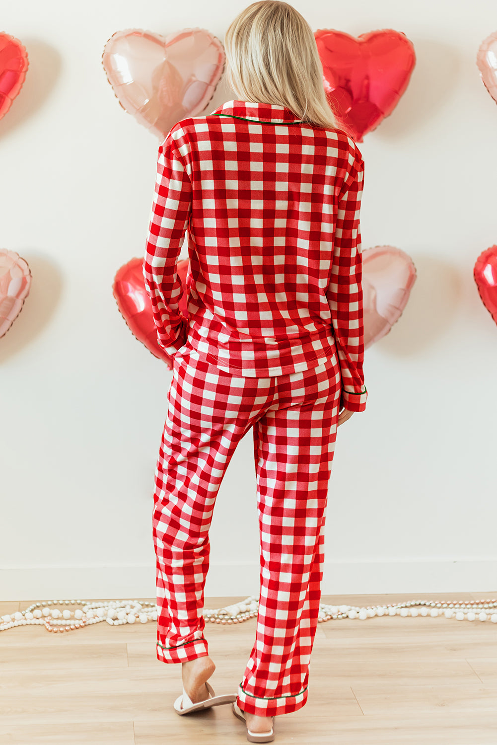 Fiery Red Christmas Plaid Print Shirt and Pants Pajama Set - Little Miss Vanilla