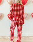 Fiery Red Christmas Plaid Print Shirt and Pants Pajama Set - Little Miss Vanilla