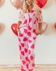 Pink Classic Heart Valentines Short Sleeve Pants Pajamas Set - Little Miss Vanilla