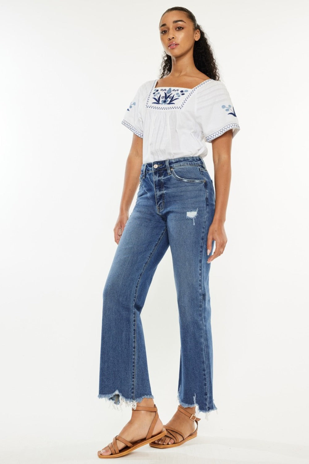 Kancan Full Size High Rise Slim Wide Leg Jeans - Little Miss Vanilla