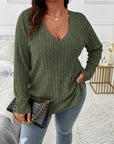 Plus Size V-Neck Long Sleeve T-Shirt - Little Miss Vanilla