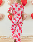 Pink Classic Heart Valentines Short Sleeve Pants Pajamas Set - Little Miss Vanilla