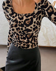 Leopard Scoop Neck Long Sleeve T-Shirt - Little Miss Vanilla