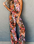 Black Multicolor Leopard Print Halter Tank Top and Pants Set