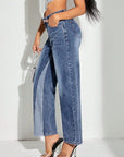 Contrast Patchwork Straight Jeans with Pockets - Little Miss Vanilla