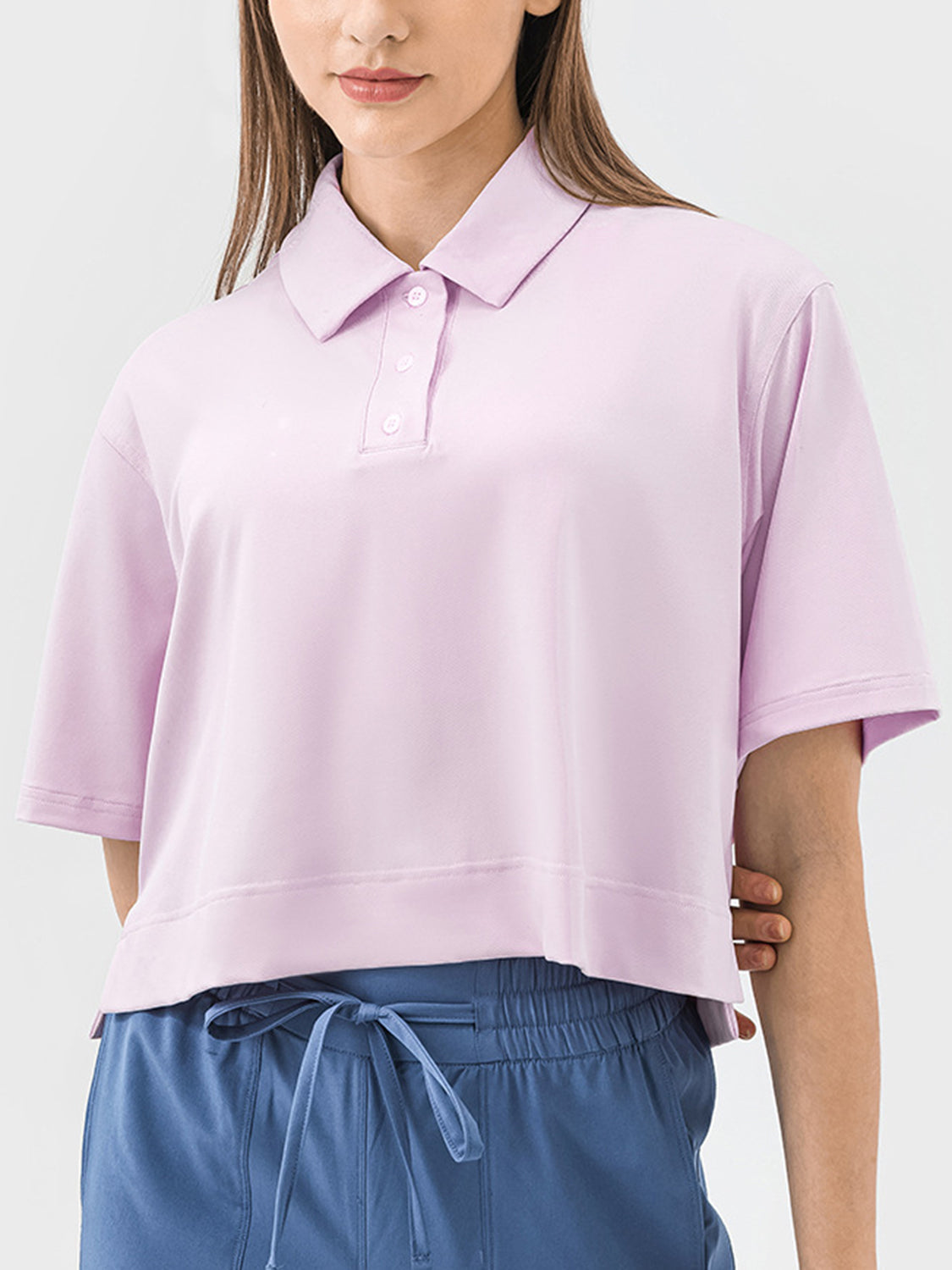 Millennia Half Button Short Sleeve Active T-Shirt - Little Miss Vanilla