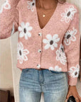 Flowers Print Button Front Cardigan