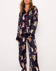 Black Western Cowgirl Boots Printed Satin Long Pajama Set - Little Miss Vanilla