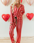 Fiery Red Christmas Plaid Print Shirt and Pants Pajama Set - Little Miss Vanilla