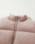 Apricot Pink Full Zipper Quilted Puffer Jacket