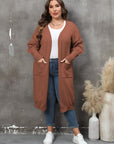 Plus Size Long Sleeve Pocketed Cardigan - Little Miss Vanilla