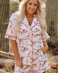 White Cowgirl Country Print Pajamas Set