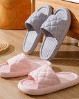 New Rhombus Home Slippers Summer Non-slip Floor Bathroom Slipper Lightweight Simple House Shoes For Women Men