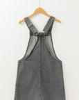 Medium Grey Wide Strap Button Front Pocketed Denim Mini Dress - Little Miss Vanilla