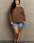 Zenana Breezy Days Plus Size High Low Waffle Knit Sweater - Little Miss Vanilla