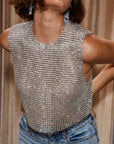 Women's Sleeveless Blouse Metal Rhinestone Backless - Little Miss Vanilla