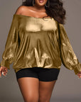 Plus Size Off-Shoulder Long Sleeve Blouse - Little Miss Vanilla