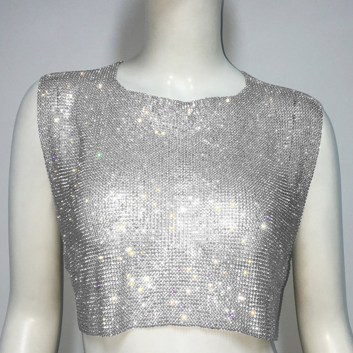 Women's Sleeveless Blouse Metal Rhinestone Backless - Little Miss Vanilla