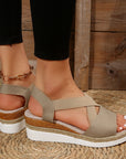 Wedge Sandals For Women Cross-strap Platform Gladiator Hemp Heel Shoes Summer