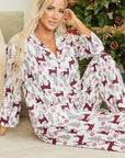 White Christmas Printed Shirt and Pants Pajama Set - Little Miss Vanilla