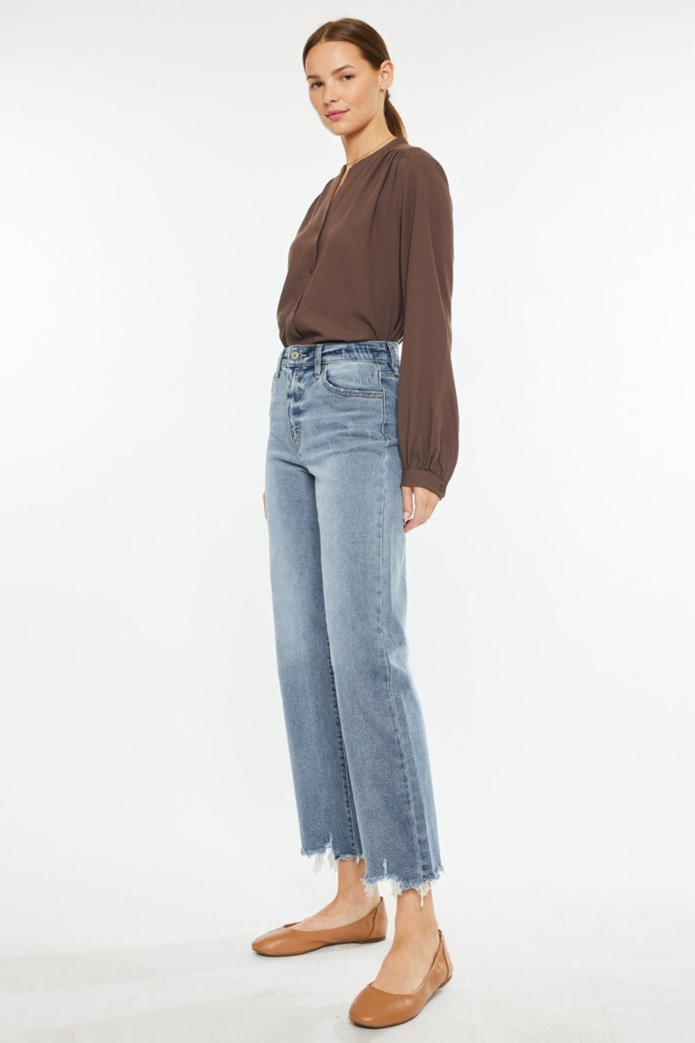 Kancan High Rise Slim Wide Leg Jeans - Little Miss Vanilla