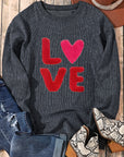 Valentine’s Day LOVE Round Neck Long Sleeve Sweatshirt - Little Miss Vanilla