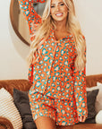 Orange Leopard Print Long Sleeve Shirt and Shorts Pajama Set - Little Miss Vanilla