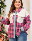 Plus Size Plaid Collared Neck Long Sleeve Shirt - Little Miss Vanilla