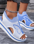 Summer Butterfly Print Sports Sandals Casual Breathable Flying Woven Flat Shoes For Women