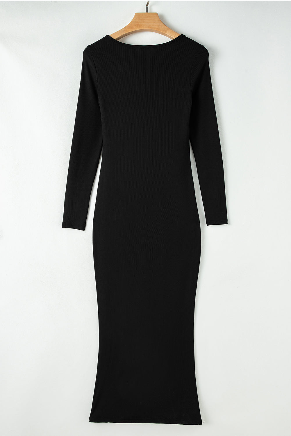 Black Long Sleeve Square Neck Maxi Bodycon Dress - Little Miss Vanilla