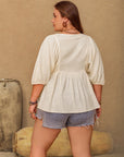 Plus Size Peplum V-Neck Half Sleeve Blouse - Little Miss Vanilla