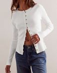 Ribbed Round Neck Long Sleeve Top - Little Miss Vanilla