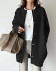 Loose Round Neck Single Breasted Cardigan Fashion Solid Color Coat Jacket Autumn And Winter Women's Clothing