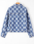 Checkered Button Up Denim Jacket - Little Miss Vanilla