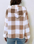 Plaid Half Button Long Sleeve Hoodie - Little Miss Vanilla