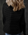 Black Plush Collared Quilted Zipped Puffer Vest - Little Miss Vanilla