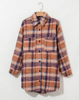 Plus Size Plaid Collared Neck Long Sleeve Jacket - Little Miss Vanilla