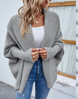 New Loose Knitted Sweater Solid Color Bat Sleeve Large Lapel Cardigan Autumn And Winter Fashion Jacket For Women Clothing - Little Miss Vanilla