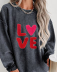 Valentine’s Day LOVE Round Neck Long Sleeve Sweatshirt - Little Miss Vanilla