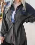 Waffle Knit Button Up Drop Shoulder Jacket - Little Miss Vanilla