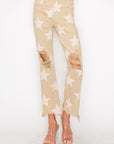 RISEN Full Size High Rise Star Printed Frayed Hem Jeans - Little Miss Vanilla