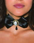 Shirley of Hollywood 970 Choker Ribbon Bow Cameo Black