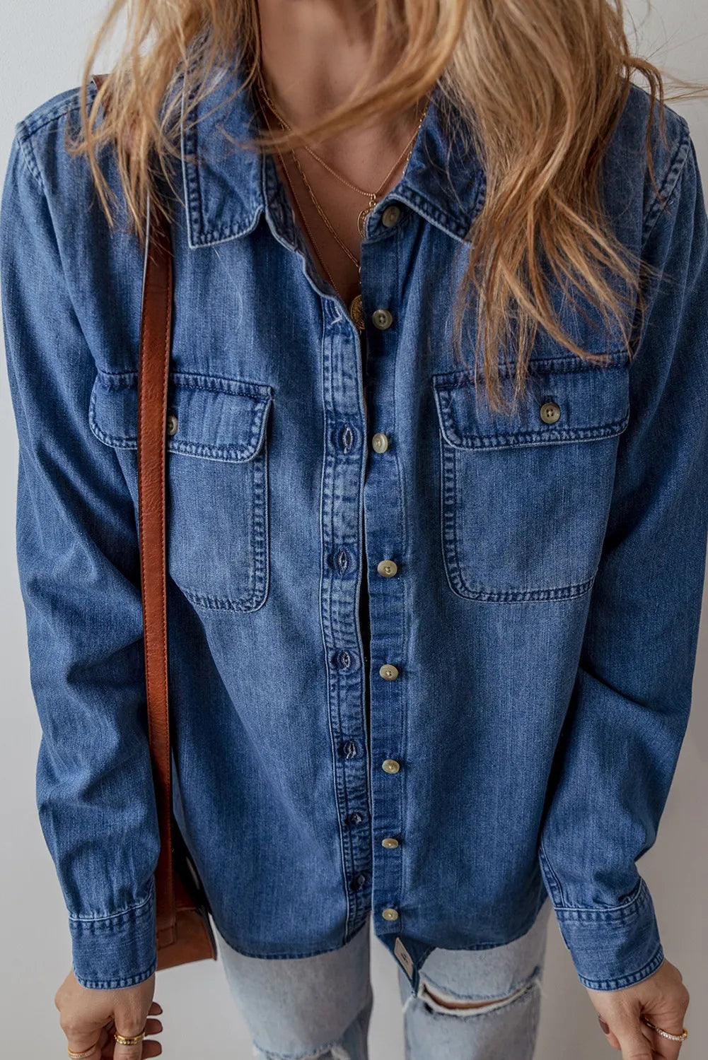 Button Up Long Sleeve Denim Jacket - Little Miss Vanilla