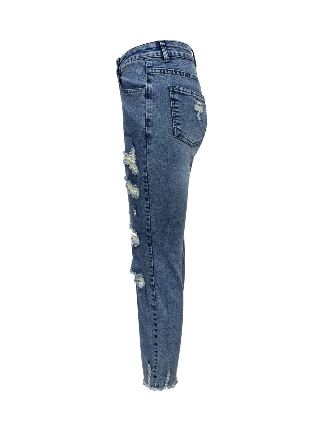 Distressed Raw Hem Jeans with Pockets - Little Miss Vanilla